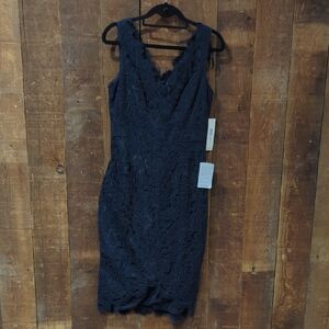 Eliza J Navy Lace Midi Dress
